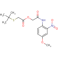2d structure of [(4-methoxy-2-nitrophenyl)carbamoyl]methyl 2-(tert-butylsulfanyl)acetate