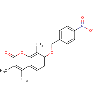 2d structure of 3,4,8-trimethyl-7-[(4-nitrophenyl)methoxy]-2H-chromen-2-one