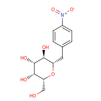 2d structure of (2R,3R,4R,5R,6S)-2-(hydroxymethyl)-6-[(4-nitrophenyl)methyl]oxane-3,4,5-triol