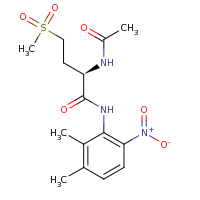 2d structure of (2R)-N-(2,3-dimethyl-6-nitrophenyl)-2-acetamido-4-methanesulfonylbutanamide