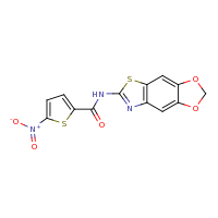 2d structure of N-{4,6-dioxa-10-thia-12-azatricyclo[7.3.0.0^{3,7}]dodeca-1(9),2,7,11-tetraen-11-yl}-5-nitrothiophene-2-carboxamide