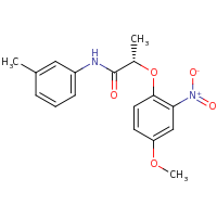 2d structure of (2S)-2-(4-methoxy-2-nitrophenoxy)-N-(3-methylphenyl)propanamide
