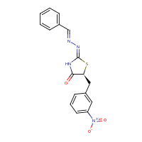 2d structure of (2E,5S)-5-[(3-nitrophenyl)methyl]-2-[(E)-2-(phenylmethylidene)hydrazin-1-ylidene]-1,3-thiazolidin-4-one