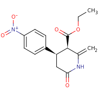 2d structure of ethyl (3R,4R)-2-methylidene-4-(4-nitrophenyl)-6-oxopiperidine-3-carboxylate