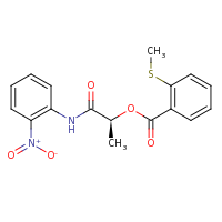2d structure of (1S)-1-[(2-nitrophenyl)carbamoyl]ethyl 2-(methylsulfanyl)benzoate