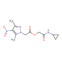2d structure of (cyclopropylcarbamoyl)methyl 2-(3,5-dimethyl-4-nitro-1H-pyrazol-1-yl)acetate