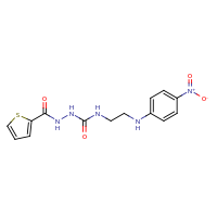 2d structure of N-[({2-[(4-nitrophenyl)amino]ethyl}carbamoyl)amino]thiophene-2-carboxamide