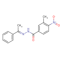 2d structure of 3-methyl-4-nitro-N'-[(1E)-1-phenylethylidene]benzohydrazide