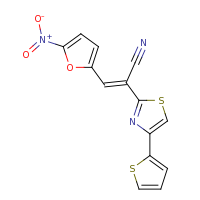 2d structure of (2E)-3-(5-nitrofuran-2-yl)-2-[4-(thiophen-2-yl)-1,3-thiazol-2-yl]prop-2-enenitrile