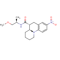 2d structure of (6R,6aS)-N-[(2R)-1-methoxypropan-2-yl]-3-nitro-5H,6H,6aH,7H,8H,9H,10H-pyrido[1,2-a]quinoline-6-carboxamide