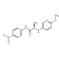 2d structure of (2R)-2-[(6-methoxypyridin-3-yl)amino]-N-(4-nitrophenyl)propanamide