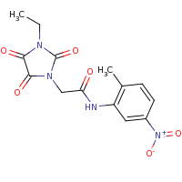 2d structure of 2-(3-ethyl-2,4,5-trioxoimidazolidin-1-yl)-N-(2-methyl-5-nitrophenyl)acetamide