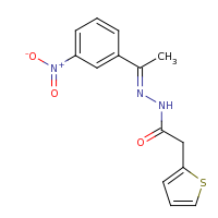 2d structure of N'-[(1E)-1-(3-nitrophenyl)ethylidene]-2-(thiophen-2-yl)acetohydrazide