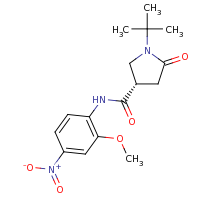 2d structure of (3S)-1-tert-butyl-N-(2-methoxy-4-nitrophenyl)-5-oxopyrrolidine-3-carboxamide