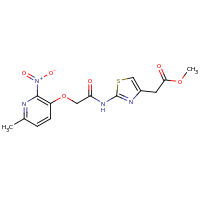 2d structure of methyl 2-(2-{2-[(6-methyl-2-nitropyridin-3-yl)oxy]acetamido}-1,3-thiazol-4-yl)acetate