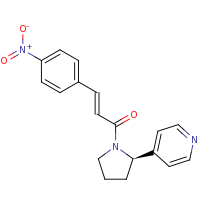 2d structure of (2E)-3-(4-nitrophenyl)-1-[(2R)-2-(pyridin-4-yl)pyrrolidin-1-yl]prop-2-en-1-one