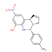 2d structure of (3aS,4R,9bS)-4-(4-methylphenyl)-8-nitro-3H,3aH,4H,5H,9bH-cyclopenta[c]quinolin-6-ol