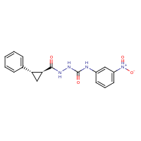 2d structure of (1S,2S)-N-{[(3-nitrophenyl)carbamoyl]amino}-2-phenylcyclopropane-1-carboxamide