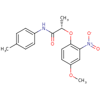 2d structure of (2S)-2-(4-methoxy-2-nitrophenoxy)-N-(4-methylphenyl)propanamide