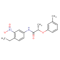 2d structure of (2S)-N-(4-ethyl-3-nitrophenyl)-2-(3-methylphenoxy)propanamide