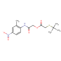 2d structure of [(2-methyl-4-nitrophenyl)carbamoyl]methyl 2-(tert-butylsulfanyl)acetate