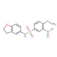 2d structure of N-(2,3-dihydro-1-benzofuran-5-yl)-4-methoxy-3-nitrobenzene-1-sulfonamide