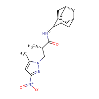 2d structure of (2S)-N-(adamantan-2-yl)-2-methyl-3-(5-methyl-3-nitro-1H-pyrazol-1-yl)propanamide