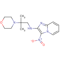 2d structure of N-[2-methyl-2-(morpholin-4-yl)propyl]-3-nitroimidazo[1,2-a]pyridin-2-amine
