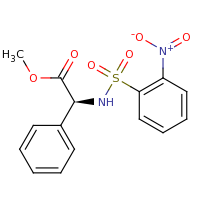 2d structure of methyl (2S)-2-[(2-nitrobenzene)sulfonamido]-2-phenylacetate