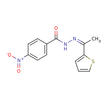 2d structure of 4-nitro-N'-[(1Z)-1-(thiophen-2-yl)ethylidene]benzohydrazide