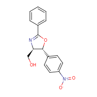 2d structure of [(4R,5R)-5-(4-nitrophenyl)-2-phenyl-4,5-dihydro-1,3-oxazol-4-yl]methanol