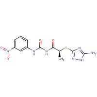 2d structure of 3-[(2S)-2-[(5-amino-1H-1,2,4-triazol-3-yl)sulfanyl]propanoyl]-1-(3-nitrophenyl)urea