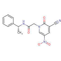 2d structure of 2-(3-cyano-5-nitro-2-oxo-1,2-dihydropyridin-1-yl)-N-[(1R)-1-phenylethyl]acetamide