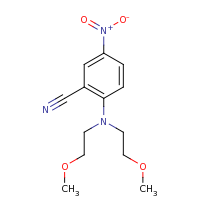 2d structure of 2-[bis(2-methoxyethyl)amino]-5-nitrobenzonitrile
