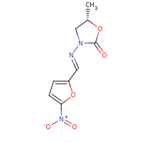 2d structure of (5S)-5-methyl-3-[(E)-[(5-nitrofuran-2-yl)methylidene]amino]-1,3-oxazolidin-2-one
