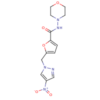 2d structure of N-(morpholin-4-yl)-5-[(4-nitro-1H-pyrazol-1-yl)methyl]furan-2-carboxamide