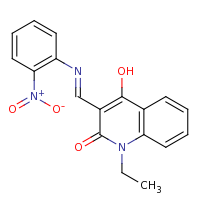 2d structure of 1-ethyl-4-hydroxy-3-[N-(2-nitrophenyl)carboximidoyl]-1,2-dihydroquinolin-2-one