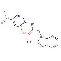 2d structure of N-(2-hydroxy-4-nitrophenyl)-2-(2-methyl-1H-indol-1-yl)acetamide