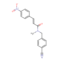 2d structure of (2E)-N-[(4-cyanophenyl)methyl]-N-methyl-3-(4-nitrophenyl)prop-2-enamide