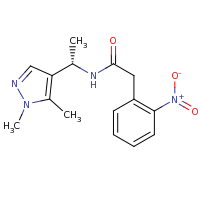 2d structure of N-[(1S)-1-(1,5-dimethyl-1H-pyrazol-4-yl)ethyl]-2-(2-nitrophenyl)acetamide