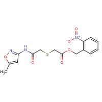 2d structure of (2-nitrophenyl)methyl 2-({[(5-methyl-1,2-oxazol-3-yl)carbamoyl]methyl}sulfanyl)acetate
