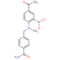 2d structure of 4-{[(4-acetyl-2-nitrophenyl)(methyl)amino]methyl}benzamide