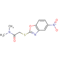 2d structure of N,N-dimethyl-2-[(5-nitro-1,3-benzoxazol-2-yl)sulfanyl]acetamide