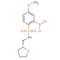 2d structure of 4-methoxy-2-nitro-N-[(2R)-oxolan-2-ylmethyl]benzene-1-sulfonamide