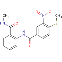 2d structure of N-[2-(methylcarbamoyl)phenyl]-4-(methylsulfanyl)-3-nitrobenzamide