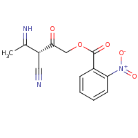 2d structure of (3S)-3-cyano-3-ethanimidoyl-2-oxopropyl 2-nitrobenzoate