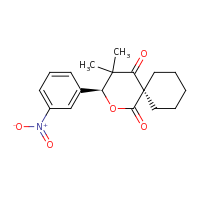 2d structure of (3S)-4,4-dimethyl-3-(3-nitrophenyl)-2-oxaspiro[5.5]undecane-1,5-dione