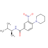 2d structure of N-[(2S)-3-methylbutan-2-yl]-3-nitro-4-(piperidin-1-yl)benzamide