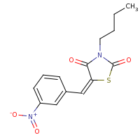 2d structure of (5E)-3-butyl-5-[(3-nitrophenyl)methylidene]-1,3-thiazolidine-2,4-dione