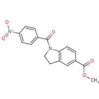 2d structure of methyl 1-[(4-nitrophenyl)carbonyl]-2,3-dihydro-1H-indole-5-carboxylate